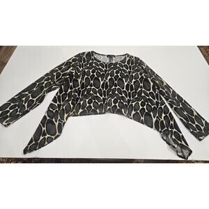 SUN KIM Spot Lisa Topper Animal Print Asemetric Black Size M